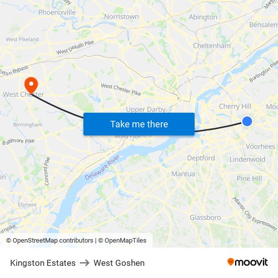 Kingston Estates to West Goshen map