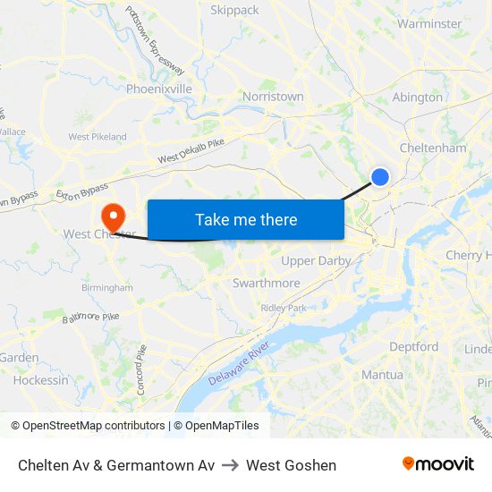 Chelten Av & Germantown Av to West Goshen map