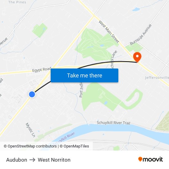 Audubon to West Norriton map