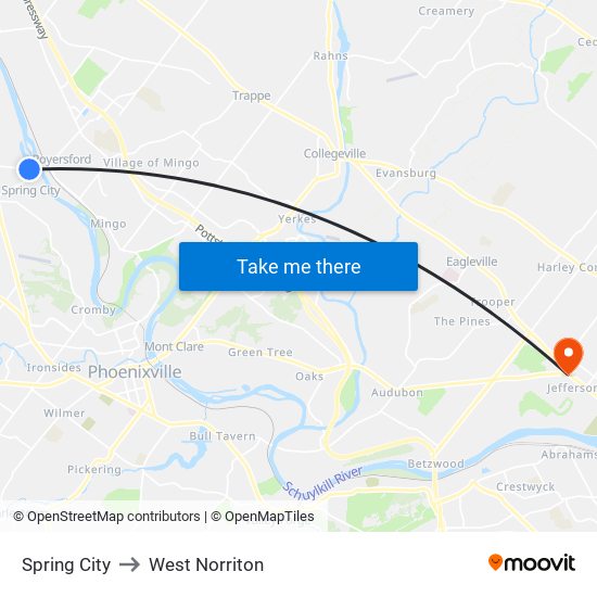 Spring City to West Norriton map