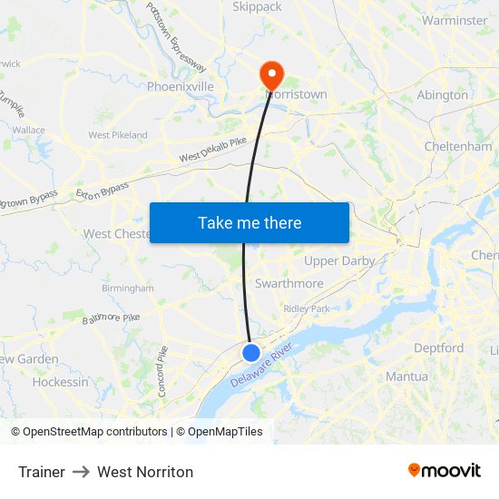 Trainer to West Norriton map