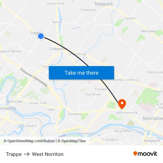 Trappe to West Norriton map