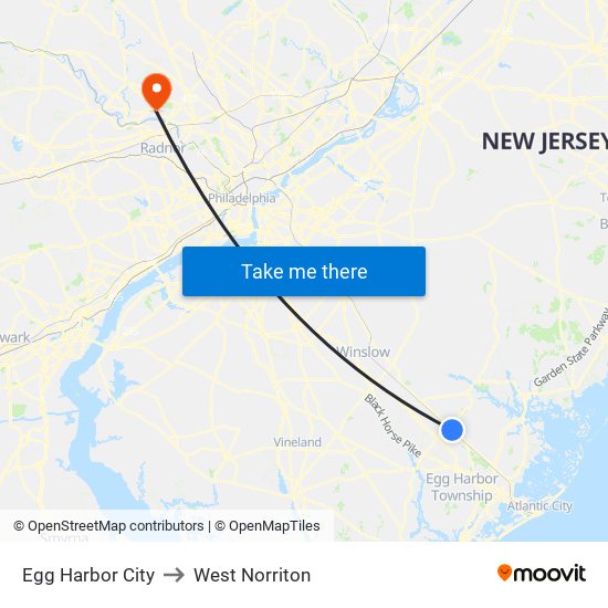 Egg Harbor City to West Norriton map