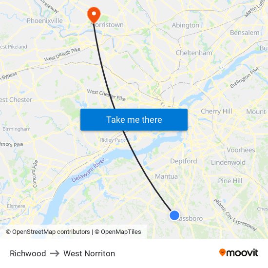 Richwood to West Norriton map