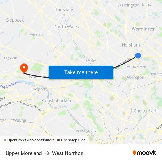 Upper Moreland to West Norriton map