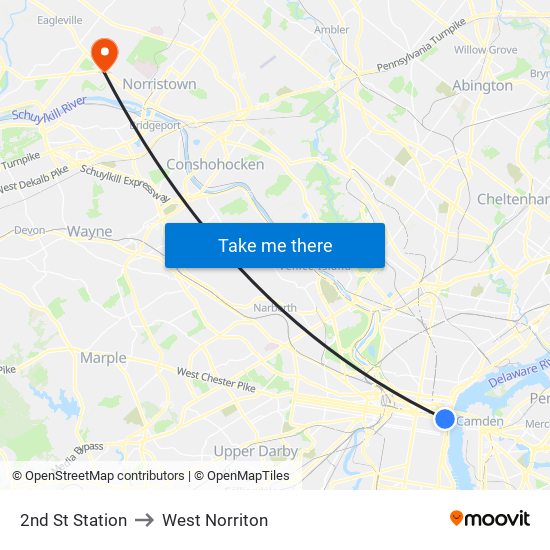 2nd St Station to West Norriton map