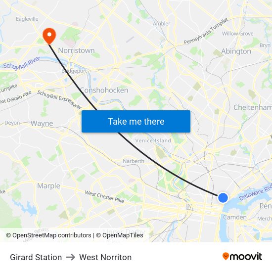 Girard Station to West Norriton map