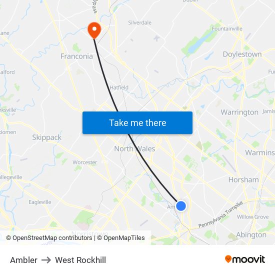 Ambler to West Rockhill map