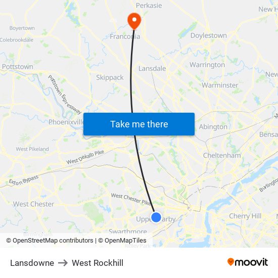 Lansdowne to West Rockhill map