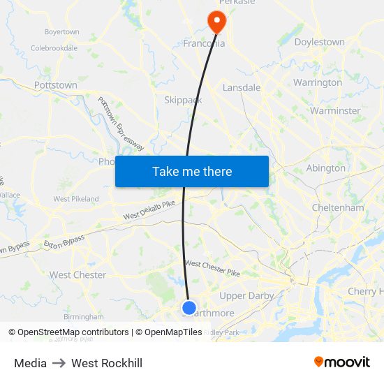 Media to West Rockhill map