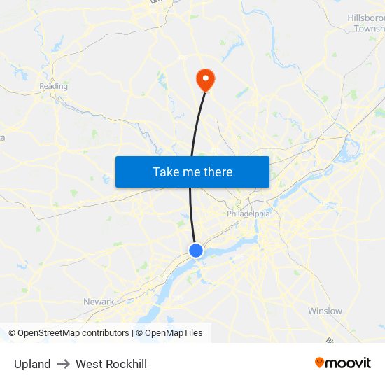 Upland to West Rockhill map