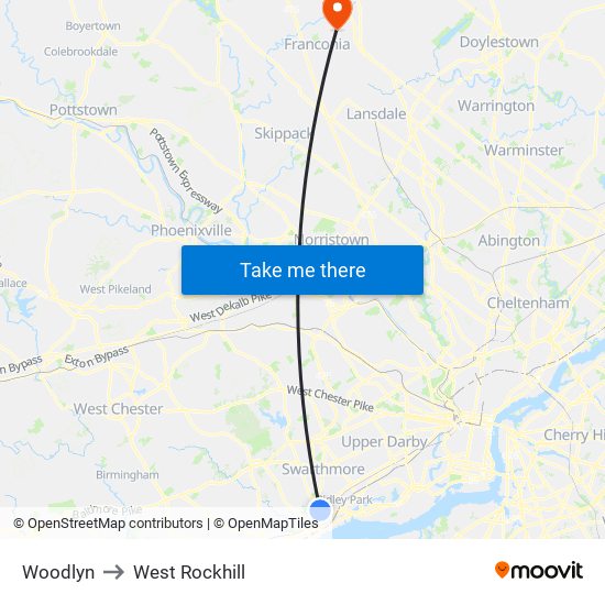 Woodlyn to West Rockhill map