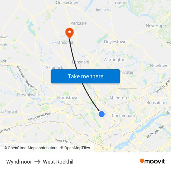 Wyndmoor to West Rockhill map