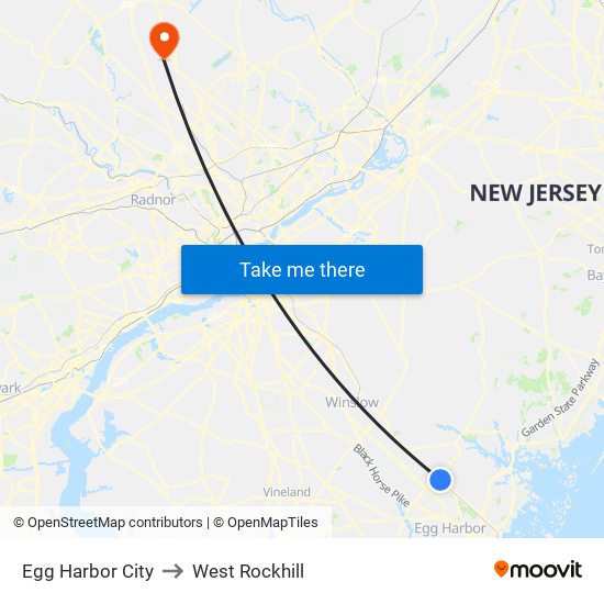 Egg Harbor City to West Rockhill map