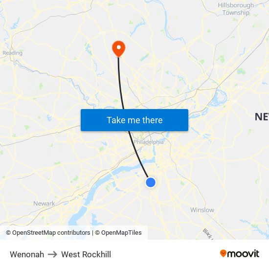 Wenonah to West Rockhill map