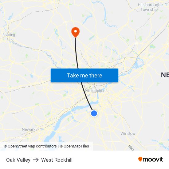 Oak Valley to West Rockhill map