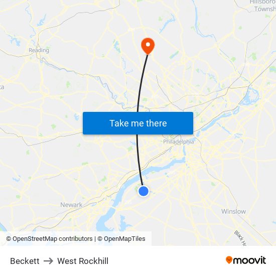 Beckett to West Rockhill map
