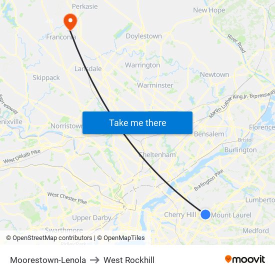 Moorestown-Lenola to West Rockhill map