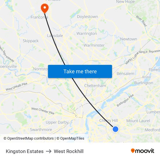 Kingston Estates to West Rockhill map
