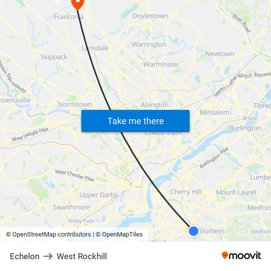 Echelon to West Rockhill map