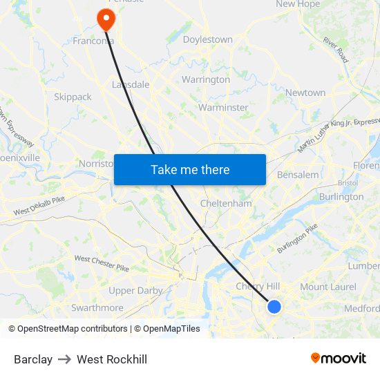 Barclay to West Rockhill map