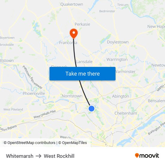 Whitemarsh to West Rockhill map