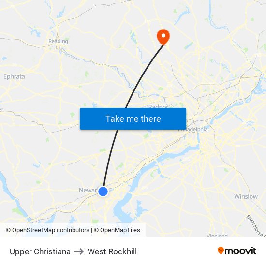 Upper Christiana to West Rockhill map