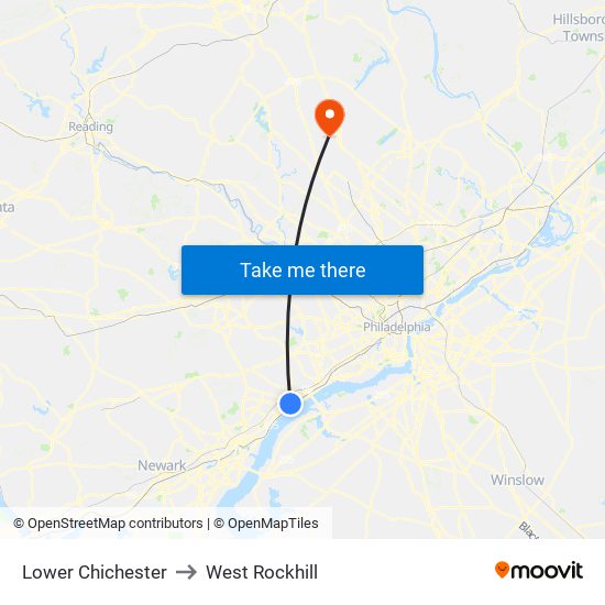 Lower Chichester to West Rockhill map