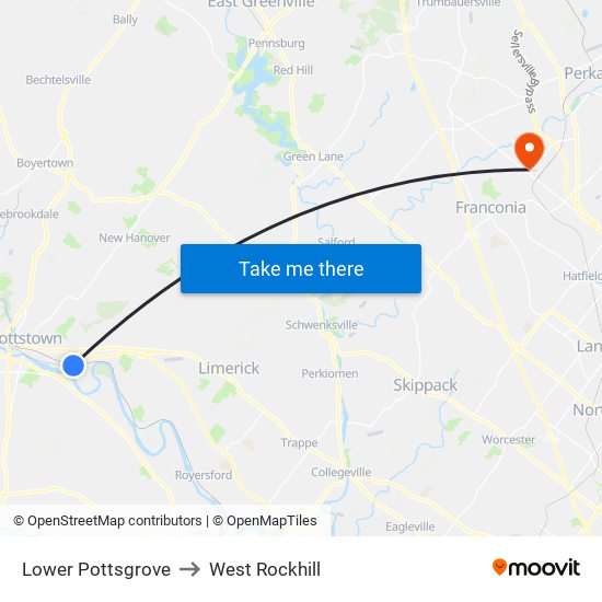 Lower Pottsgrove to West Rockhill map