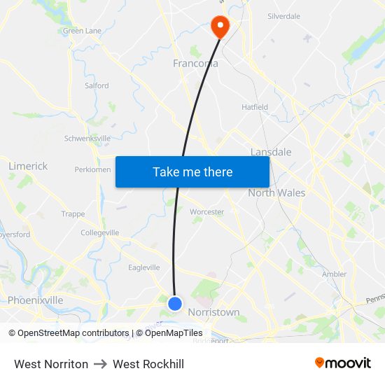 West Norriton to West Rockhill map