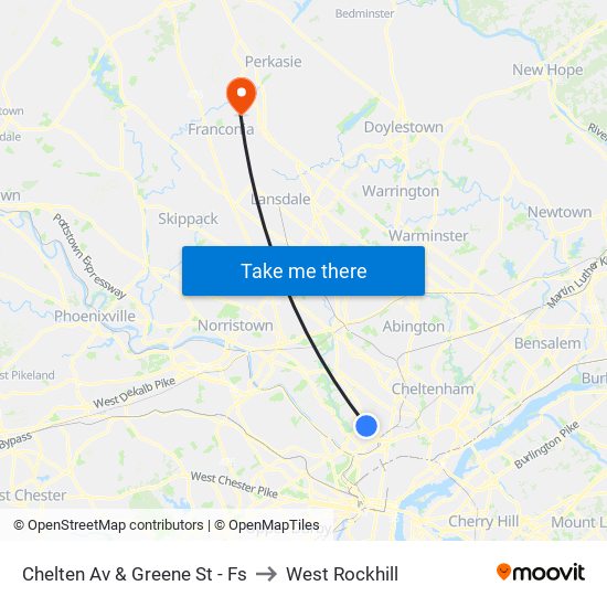 Chelten Av & Greene St - Fs to West Rockhill map