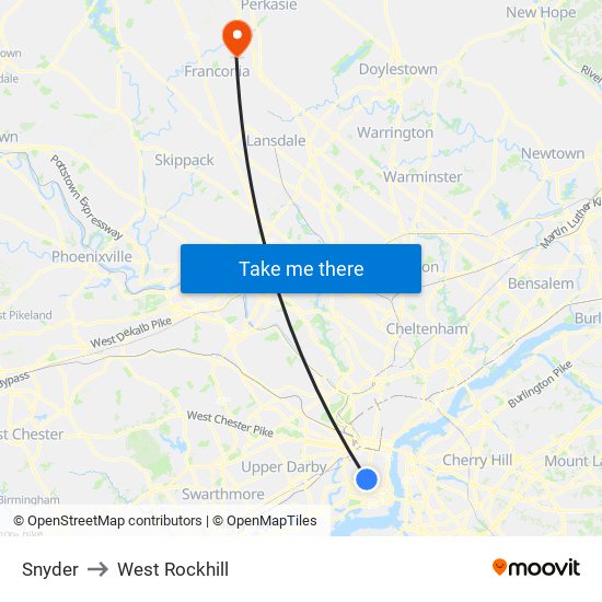 Snyder to West Rockhill map