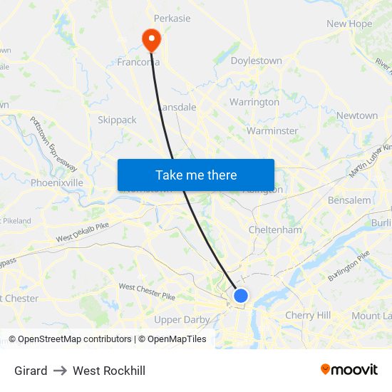 Girard to West Rockhill map