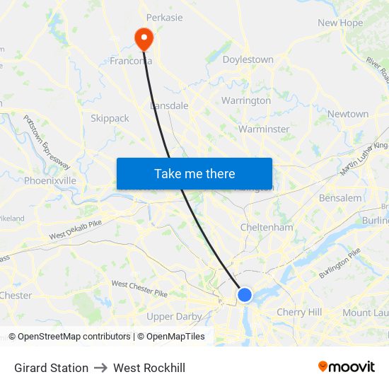 Girard Station to West Rockhill map