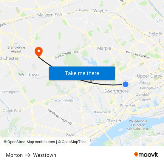 Morton to Westtown map