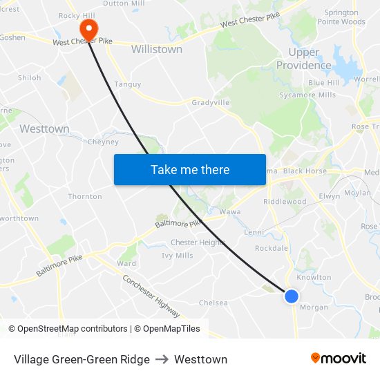 Village Green-Green Ridge to Westtown map