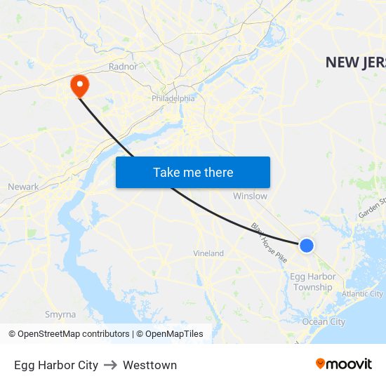 Egg Harbor City to Westtown map