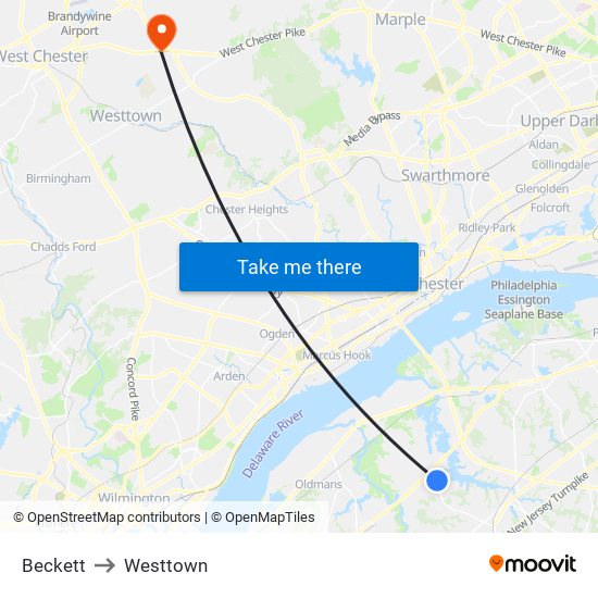 Beckett to Westtown map