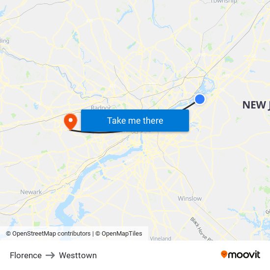 Florence to Westtown map