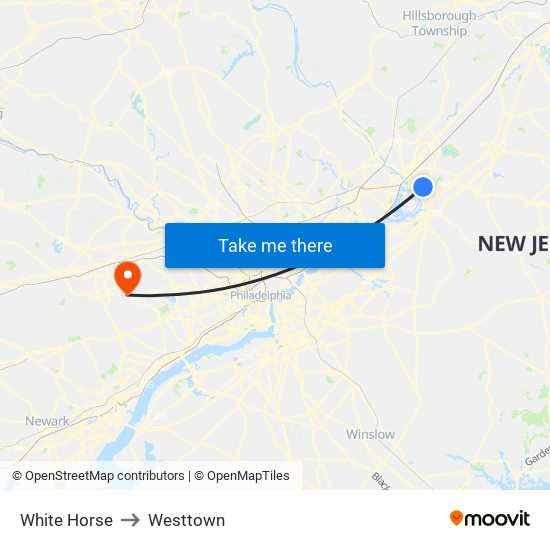 White Horse to Westtown map