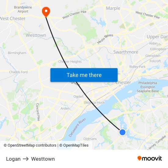 Logan to Westtown map