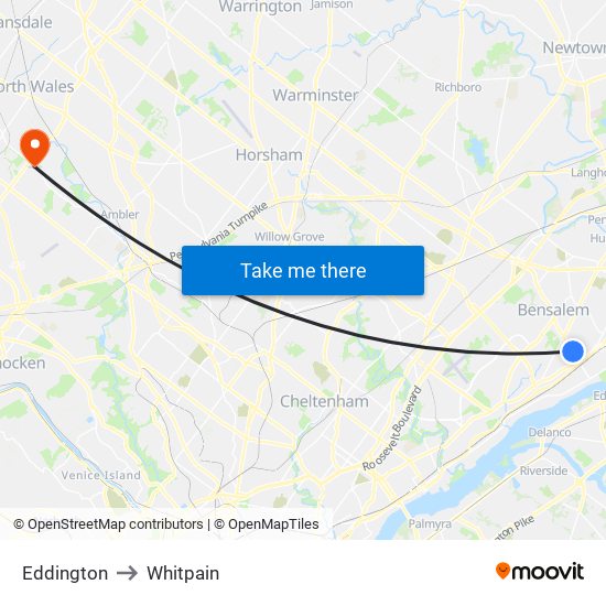 Eddington to Whitpain map