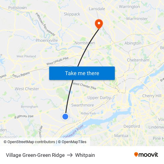 Village Green-Green Ridge to Whitpain map