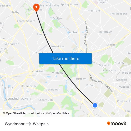 Wyndmoor to Whitpain map