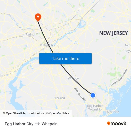 Egg Harbor City to Whitpain map