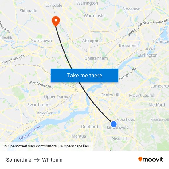 Somerdale to Whitpain map