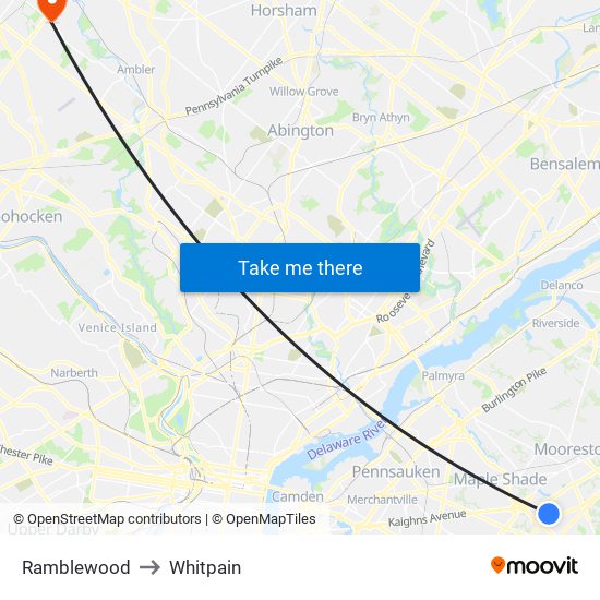 Ramblewood to Whitpain map
