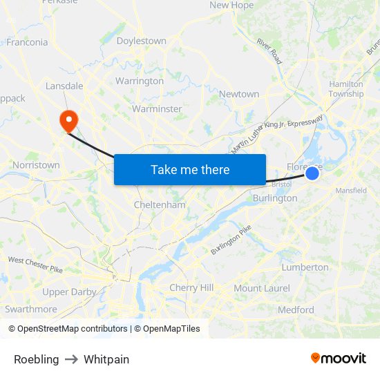 Roebling to Whitpain map