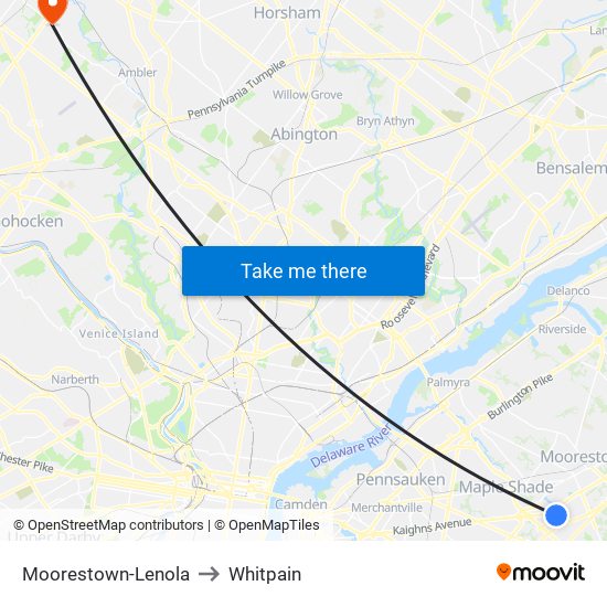 Moorestown-Lenola to Whitpain map