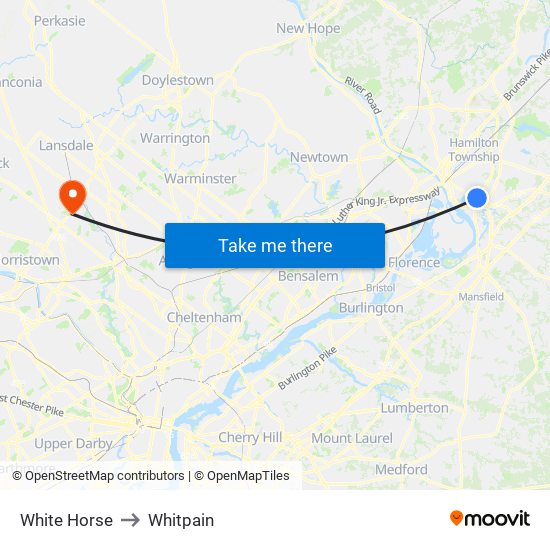 White Horse to Whitpain map